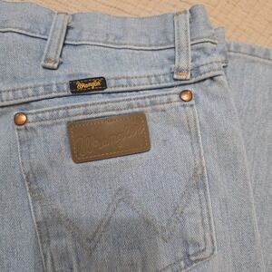 Wrangler Cowboy Cut Jeans Men's 38x32 Blue Denim Western Light Wash Straight Leg